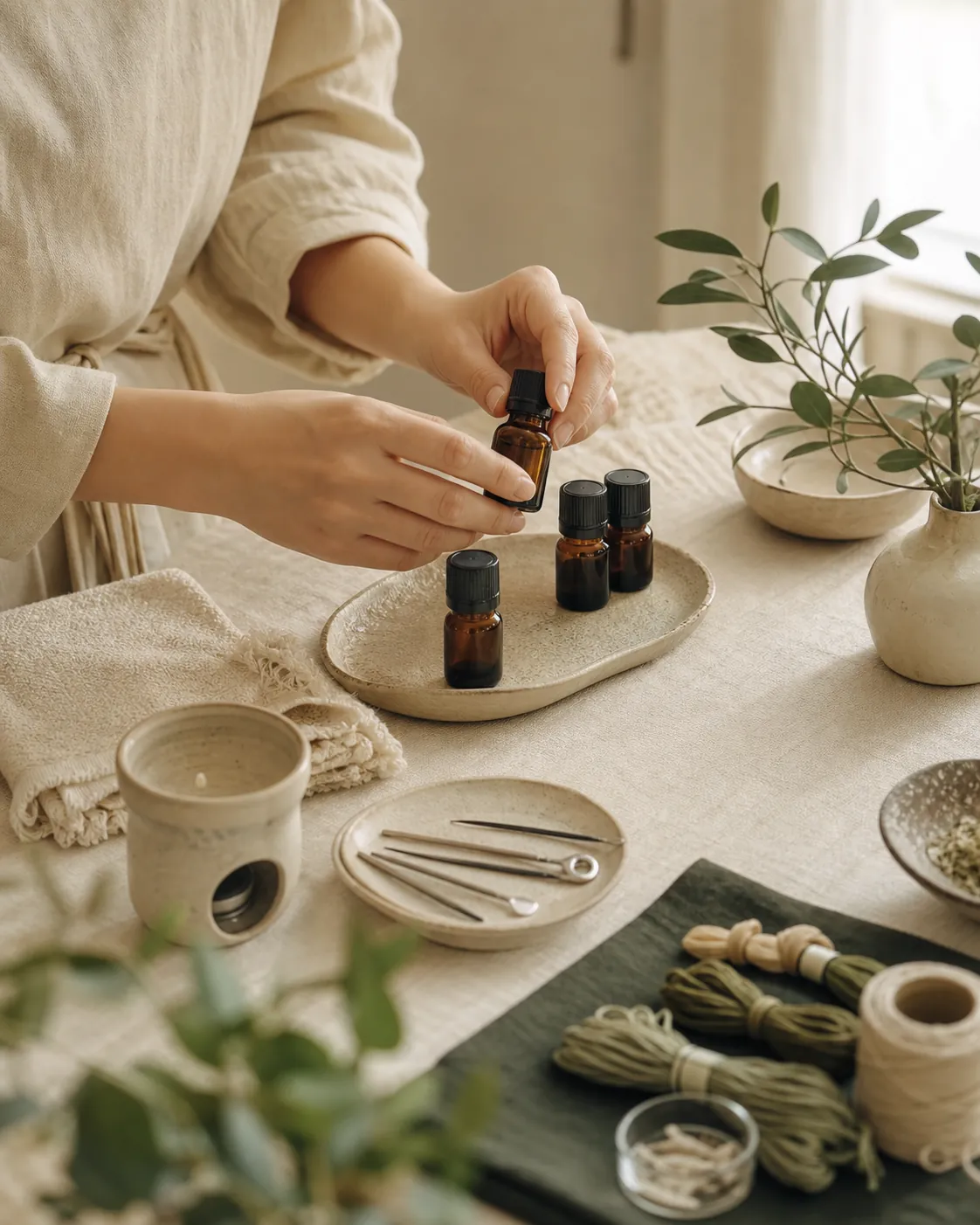 精油瓶與調香體驗情境